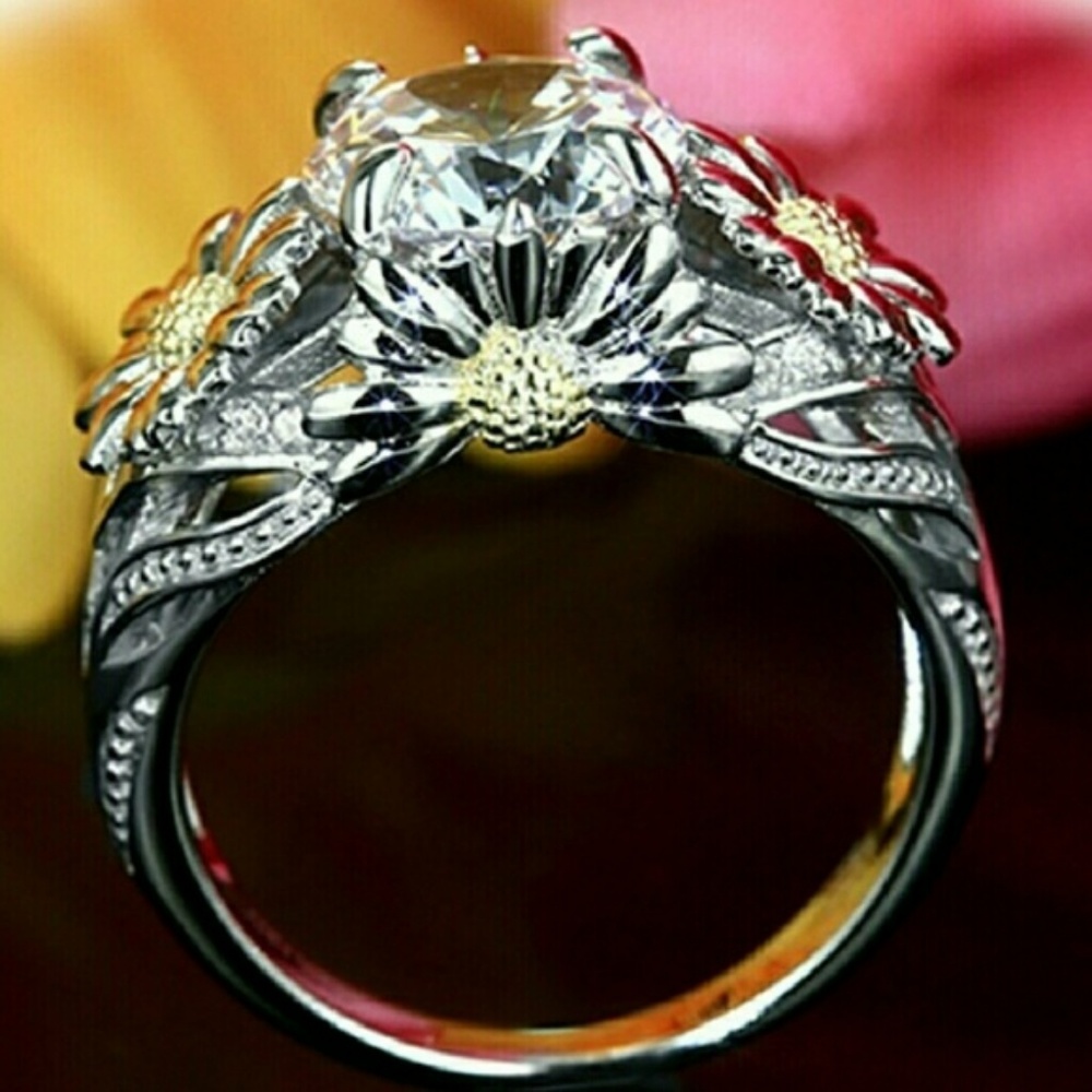 Silver Plated Sunflower Ring - Picture 4 of 7